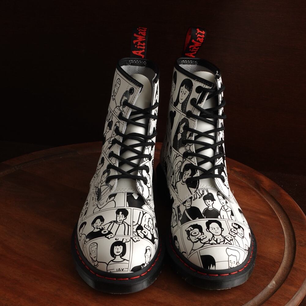 Dr. Martens Boots Unisex SZ M9 W10 BLK White 1460 Fuyuki Kanai For Pride Combat - Picture 2 of 16